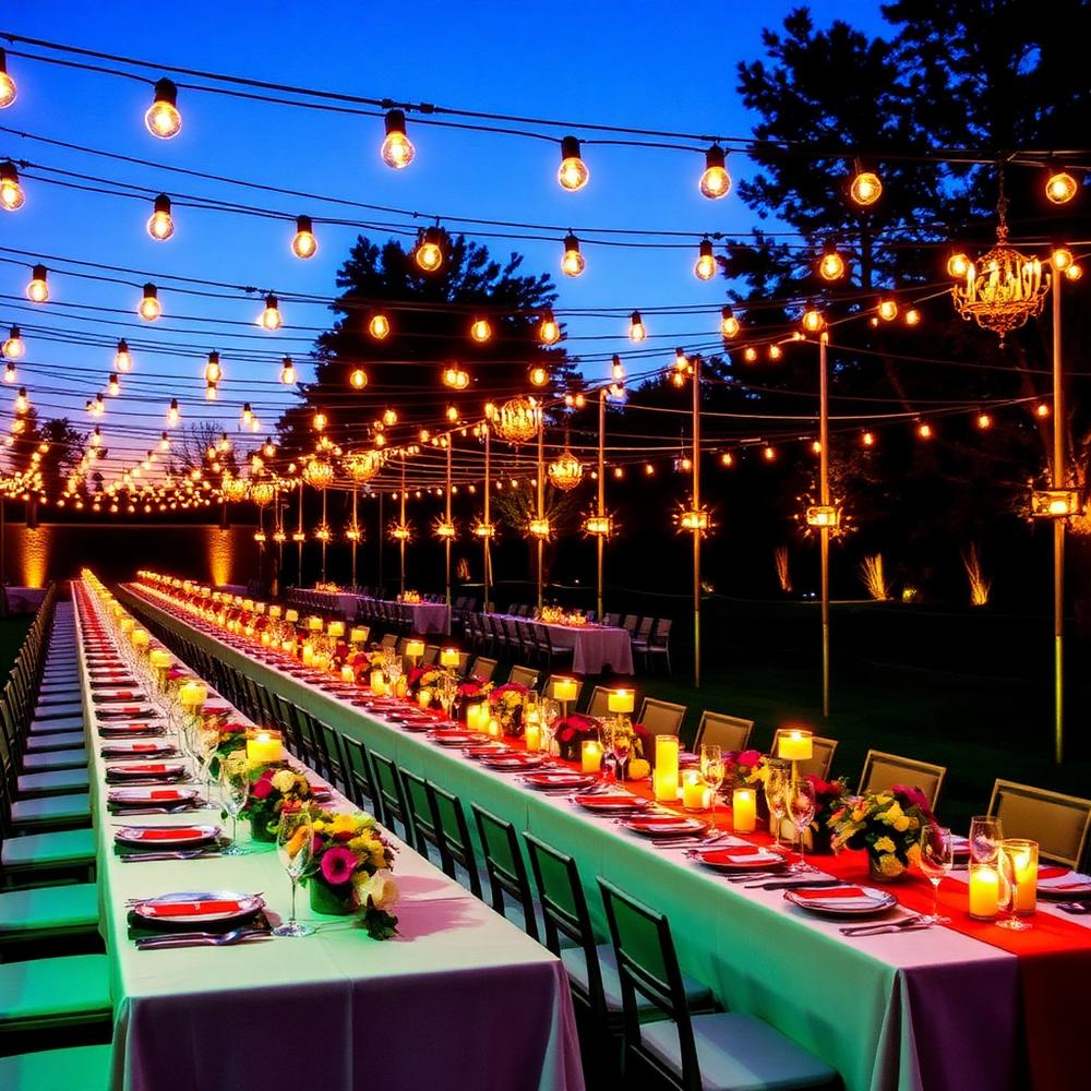 Outdoor reception under market lighting